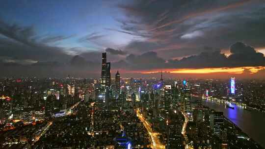 上海夜景 陆家嘴夜景 金融城 城市晚霞