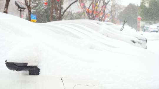 下雪 雪中停放的汽车 户外 冬天 雪中