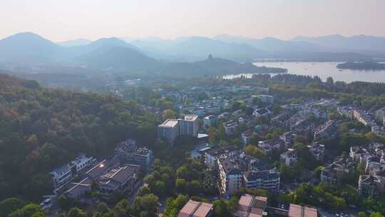 浙江杭州西湖景区风景大自然风光航拍宝石山