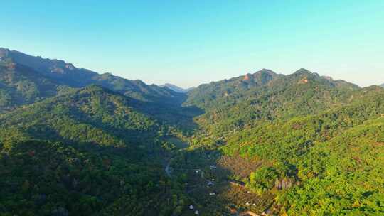 航拍辽宁山区绿色山林植被