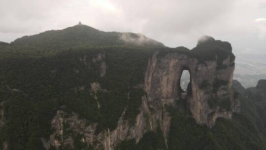 湖南张家界天门山5A景区航拍