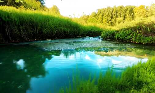 夏季夏天夏日高清唯美水流流水意境自然风景