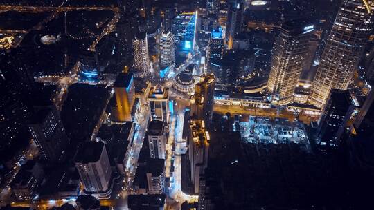 南京西路凤阳路夜景航拍