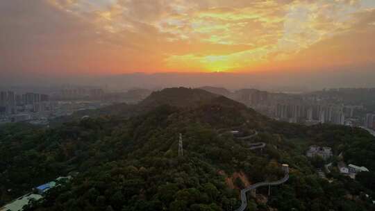 航拍福州梅峰山地公园