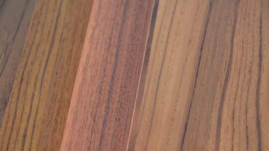4K实拍不同花色的装饰木板材料特写