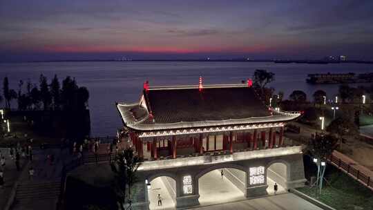 湖南岳阳洞庭湖风景区航拍视频