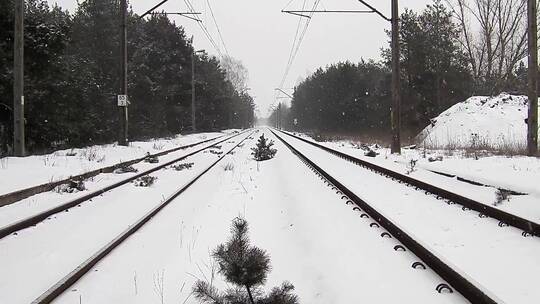 被大雪覆盖的铁路