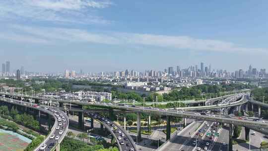 南京秦淮区双桥门立交车流南京市中心大景