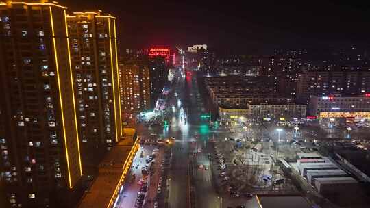 航拍 夜景 过年 年味 年末 夜晚 道路 车辆