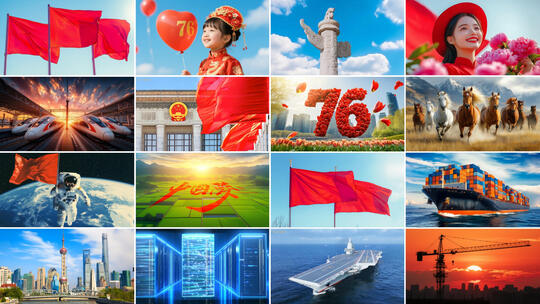 国庆祖国北京天安门党建红旗中国发展高清在线视频素材下载