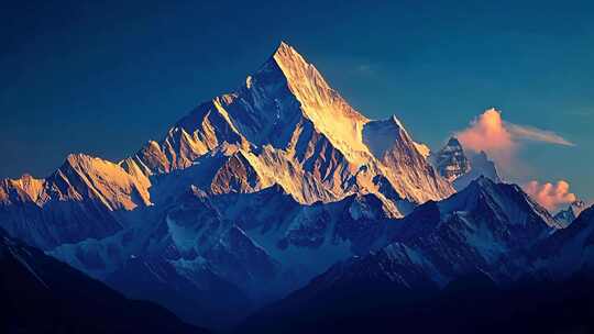 雪山日出晨曦日照金山四姑娘山自然风景