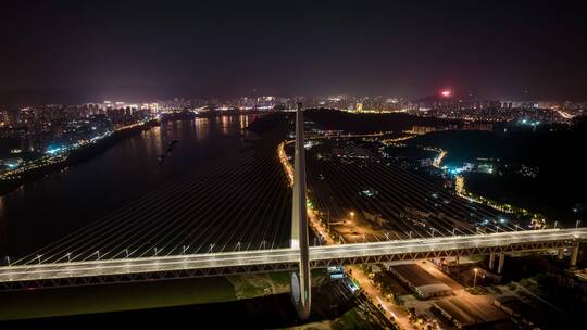 重庆马桑溪大桥夜景航拍延时