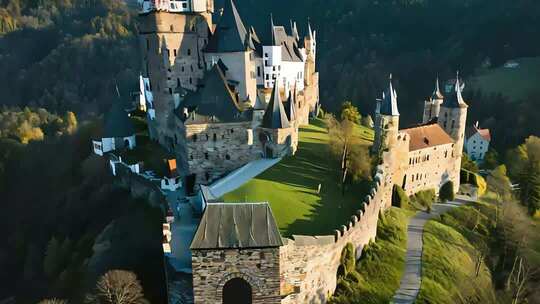 捷克风光壮丽的中世纪城堡风光古堡建筑群