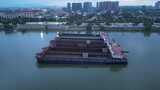 湘江边货运货船航拍高清在线视频素材下载