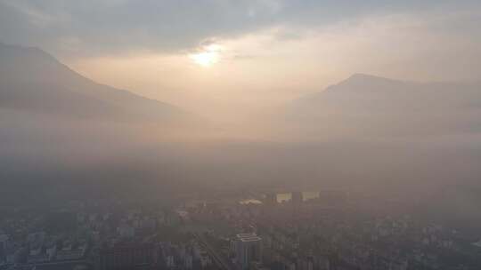 航拍湖北兴山古夫县城日出·三峡移民新县城3