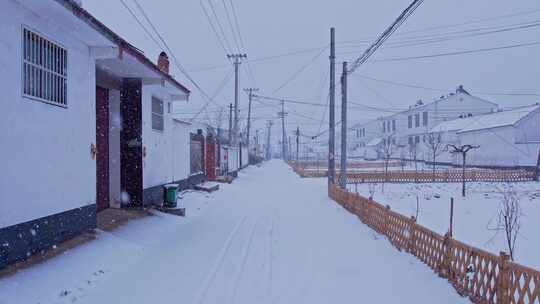 航拍农村下雪过年氛围感