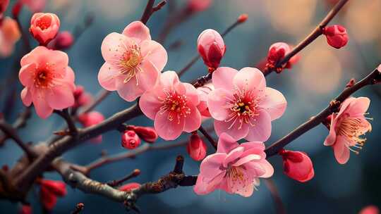 4K春日桃花盛开浪漫花朵清新特写