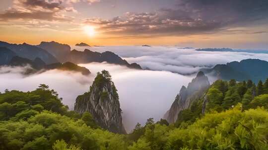 山间云海日出全景