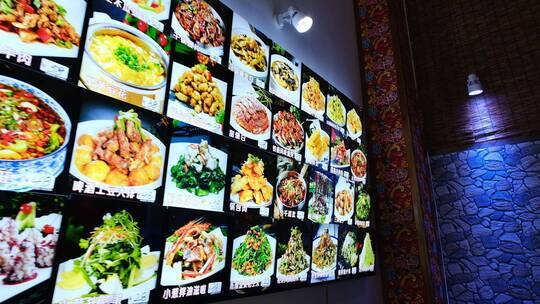 菜牌农家院饭店的内部环境视频素材模板下载