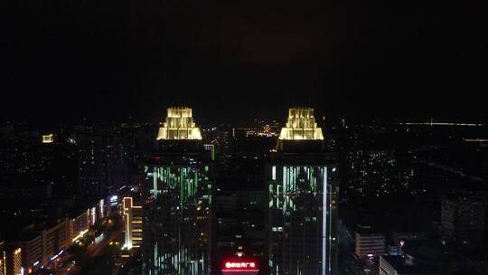 航拍江西吉安城市夜景