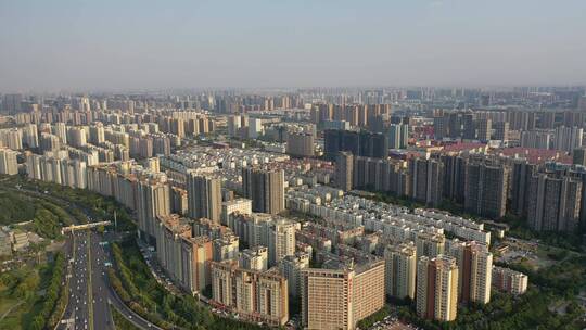 郑州郑东新区城市地产高楼建筑楼盘景观航拍