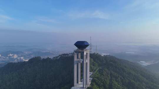 广西梧州白云山景区西江明珠塔航拍