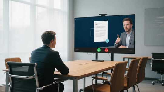 商务人士会议室视频会议