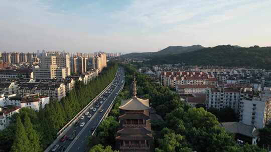杭州城市风光交通高架桥航拍