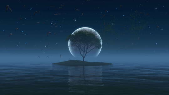 孤独的树生命之树夜景视频素材模板下载
