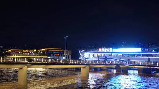 杭州钱塘江夜游滨江码头夜景