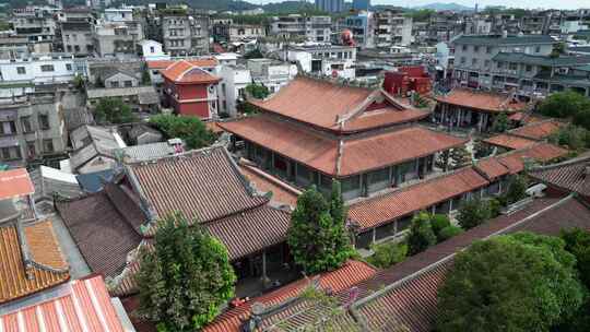 航拍潮汕潮州古城宗教佛教寺庙开元寺古建筑