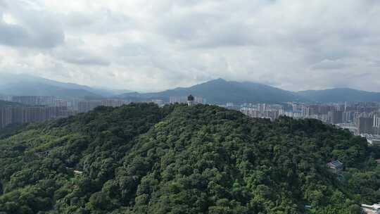 航拍福建龙岩莲花山公园