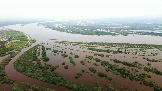 航拍饶河西通乌苏里江挠力河湿地风光