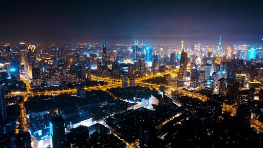 上海浦西夜景航拍