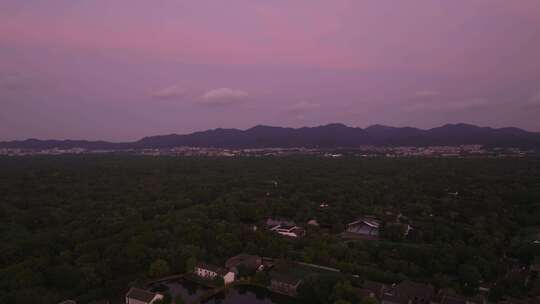 杭州西溪湿地日落夜景