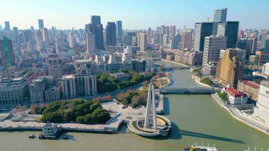 上海外滩黄浦江苏州河陆家嘴风景视频素材