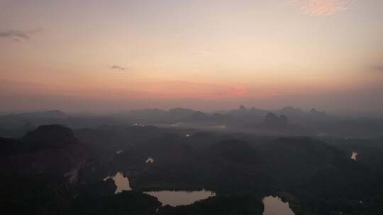 广东韶关丹霞山5A景区晚霞日落夕阳航拍