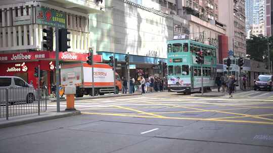 香港维多利亚港中环街景空镜