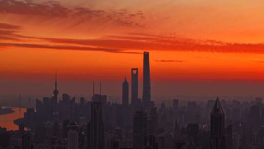 上海陆家嘴日出城市景观