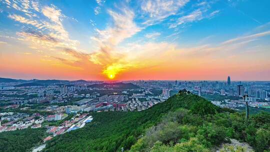 济南千佛山夕阳晚霞延时8K