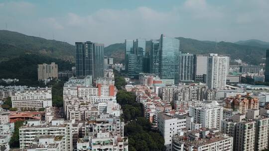 城市改造深圳福田区街景高楼近景视频素材模板下载