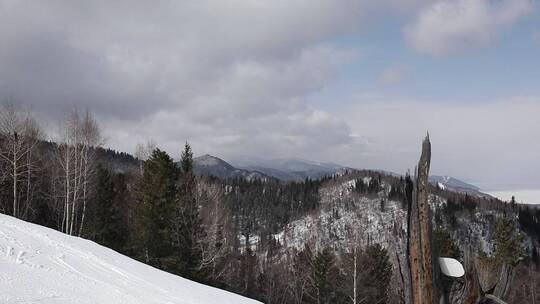 滑雪场山景远望4K素材