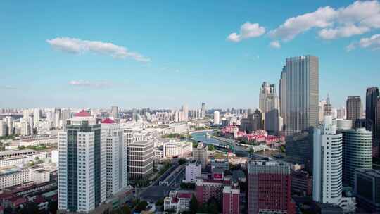 天津海河风景欧式风情街区城市建筑风光航拍