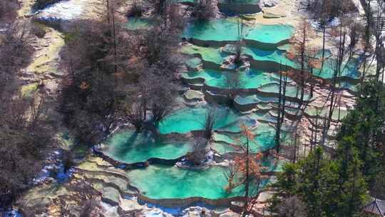 4k航拍四川甘孜黄龙景区