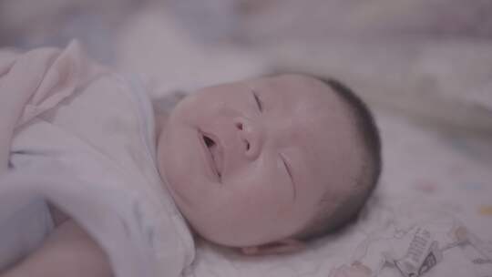 熟睡中的婴儿特写
