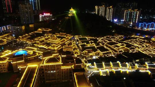 航拍铜仁古城，中南门古城 夜景