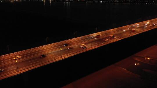 航拍杭州钱塘江大桥夜景视频素材模板下载