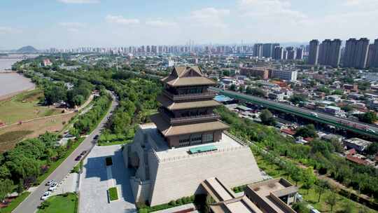 山东济南百里黄河风景区鹊华楼风景