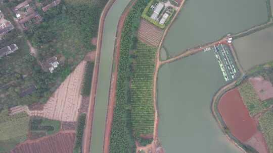 航拍雷州青年运河农业水利灌溉系统
