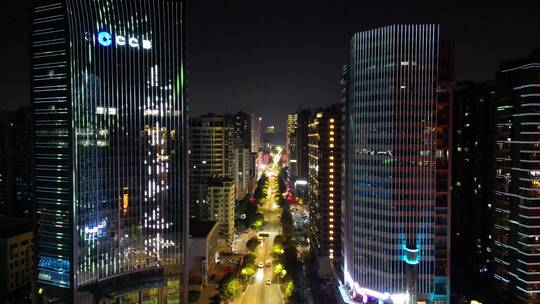 航拍湖北宜昌城市夜景灯光视频素材模板下载